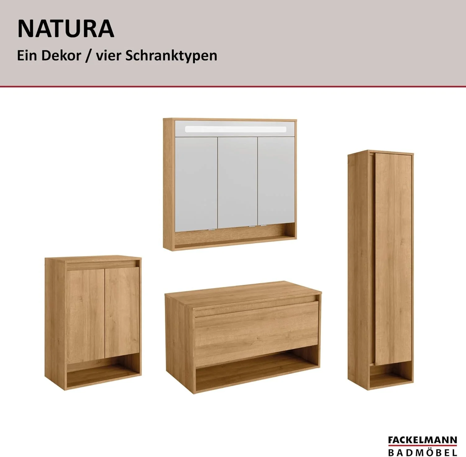 FACKELMANN Doppel-Midischrank Natura/Badschrank mit Soft-Close/Masse (B x H x T): ca. 60,2 x 82,6 x - Image 6