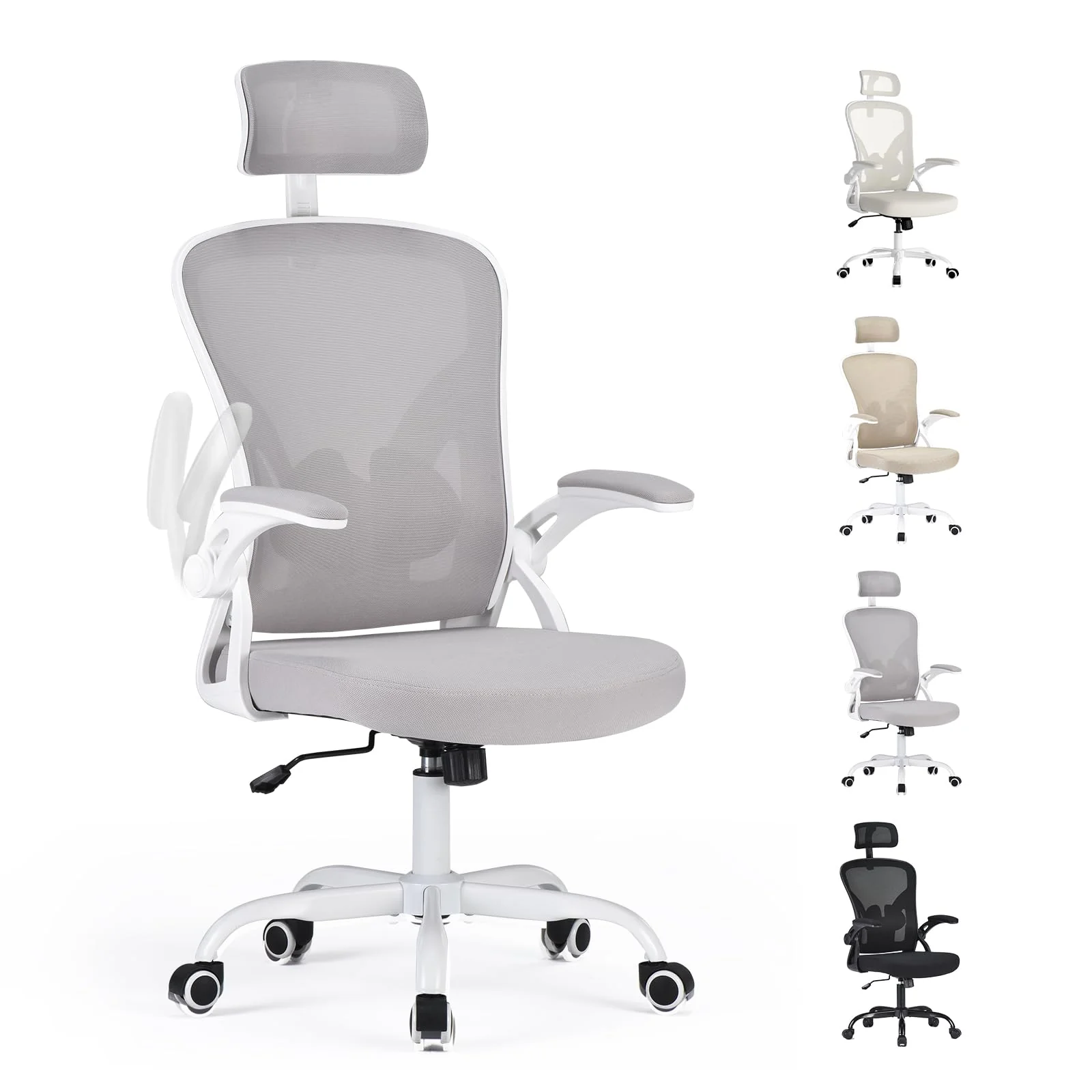 Farini Ergonomischer Stuhl mit Armlehne Büro Schreibtischstuhl mit Rollen Bequemer Home Office Stuhl