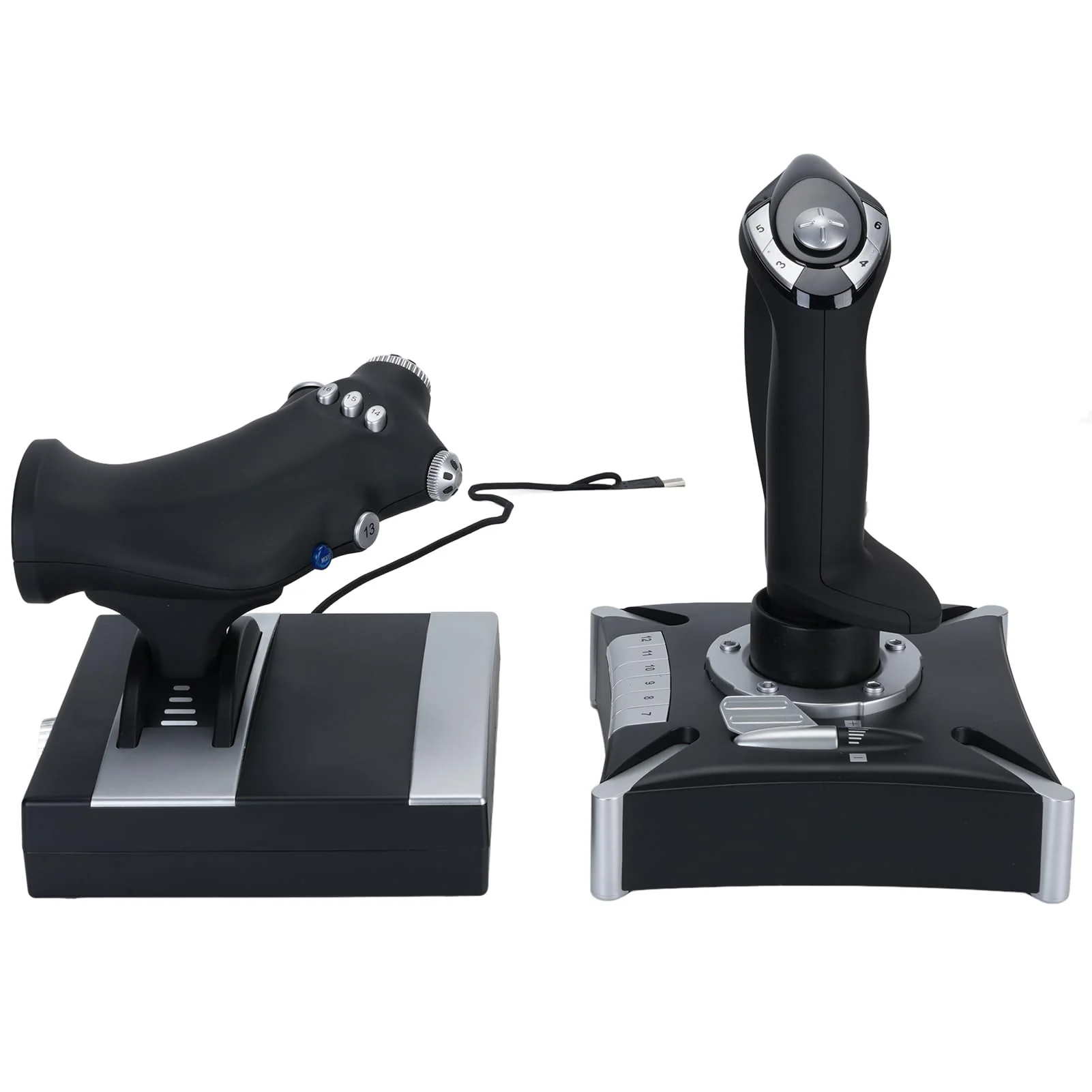 FAUOSWUK Simulations-Joystick, USB-Gaming-Flugsimulator-Gamecontroller mit Dämpfungs-Feedback, 4 Ach