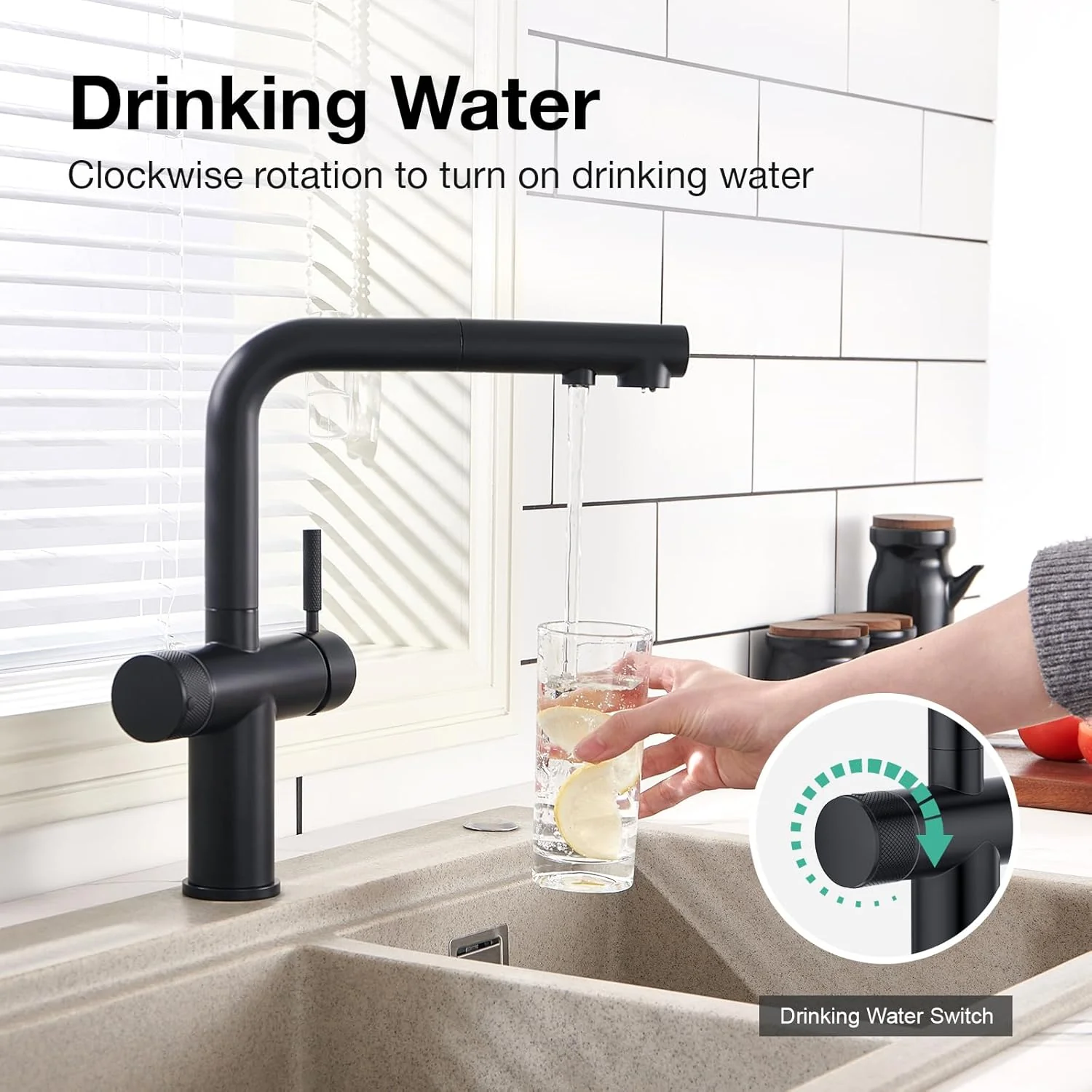 Faustina 3 Wege Küchenarmatur mit Brause ausziehbar, Doppelhebel Armatur Wasserhahn Spültischarmatur - Image 3