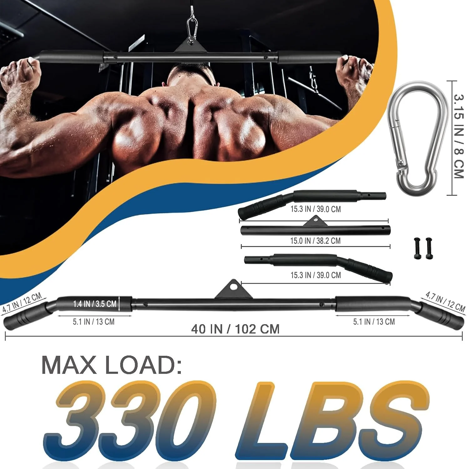Favuit Bizeps Stange Latzugstange, LAT Pull Down Bar Fitness Krafttraining Gerade Stange Kabelzug La - Image 2