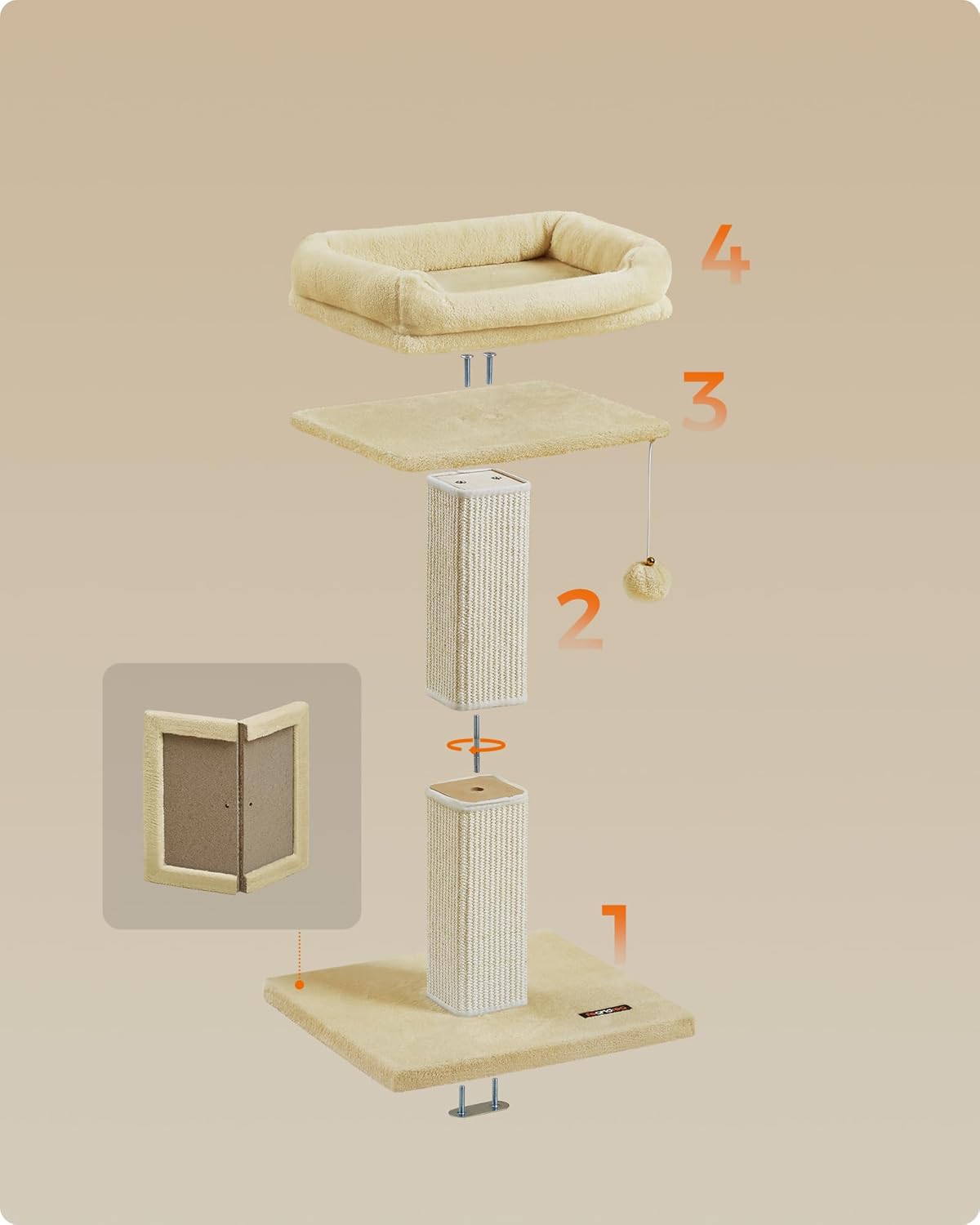 Feandrea Kratzbaum, Katzenbaum mit 40 x 30 cm Plattform aus Plüsch, Kratzstamm, Katzenkratzbaum, 71 - Image 8