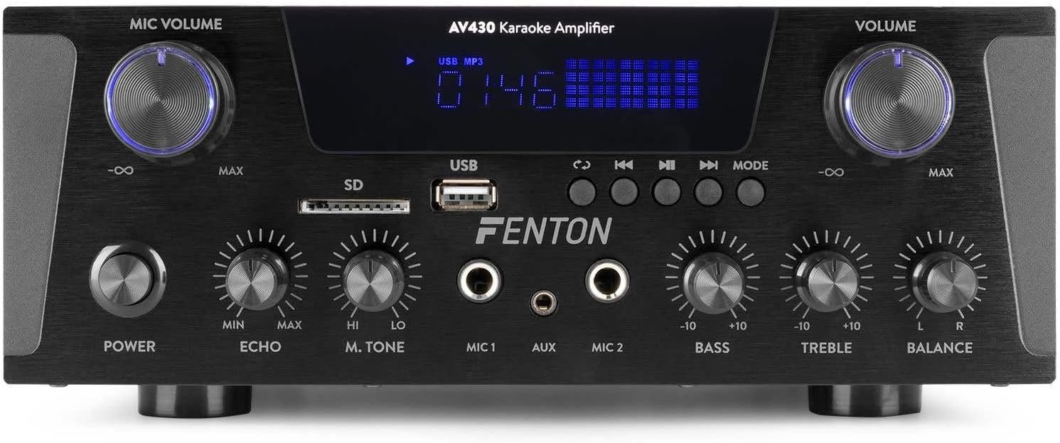 Fenton AV430B Karaoke Verstärker mit Echo, kompakter 600 Watt Bluetooth Verstärker, 2X MIC-In, 2X Ci - Image 6