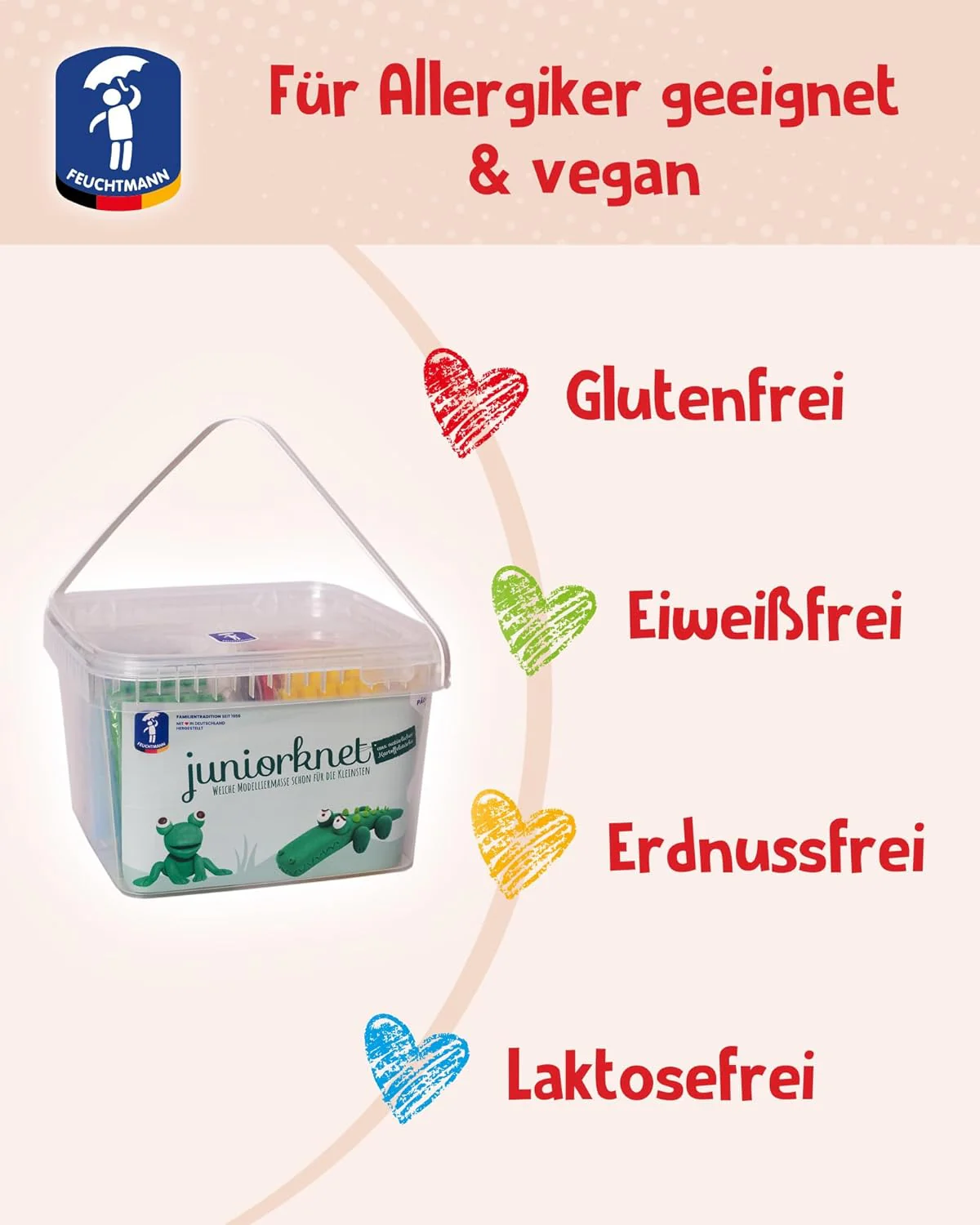 Feuchtmann JUNiORKNET Edu Bucket | Knetset 14 x 100g weiche Kinderknete | vegane glutenfreie Spielkn - Image 8