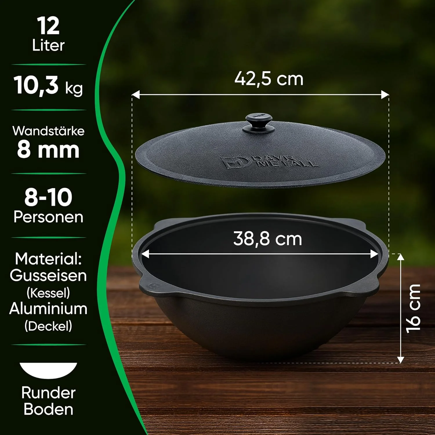Feuerofen Utschak Ø 40cm mit Gusseisen Kazan Wok 12L Ø 42,5cm | Kasan mit Deckel | Учаг Outdoor Gula - Image 7