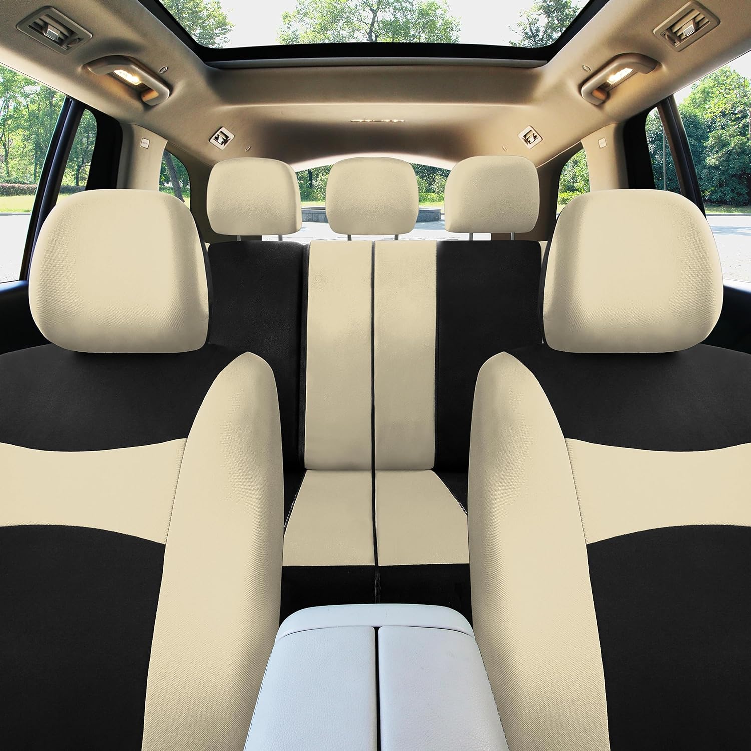FH Group Autositzbezüge, schwarz, universell passend für Schaufel und Bankbezug für Autos, SUVs und - Image 4