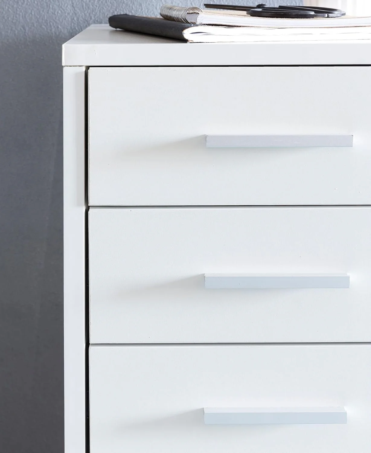 FineBuy Rollcontainer Weiss 33 x 63 x 38 cm Holz Schubladenschrank Schreibtisch, Büro Schrank mit 5 - Image 7