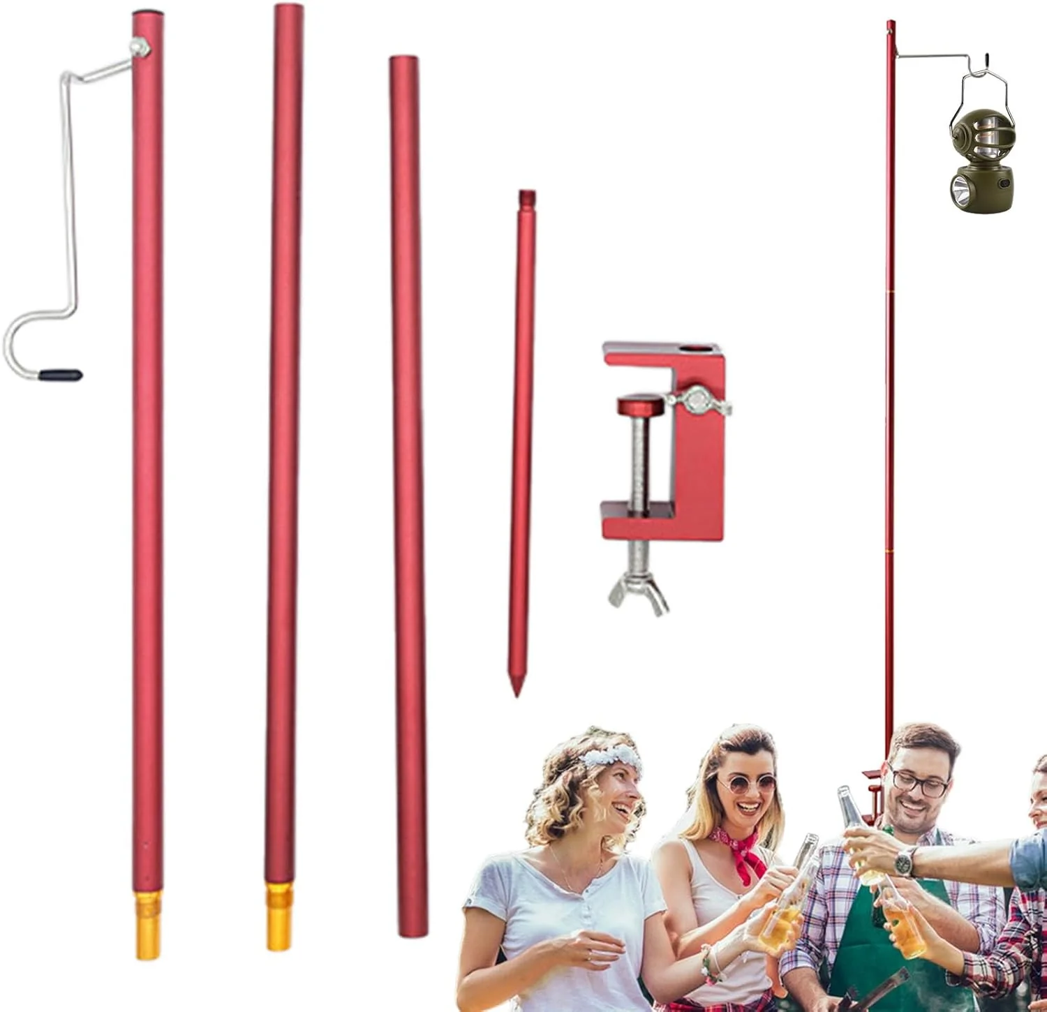 Firulab Camping Laternenständer - Camping-Aufhänger,Zusammenklappbarer Laternenständer aus Aluminium - Image 8