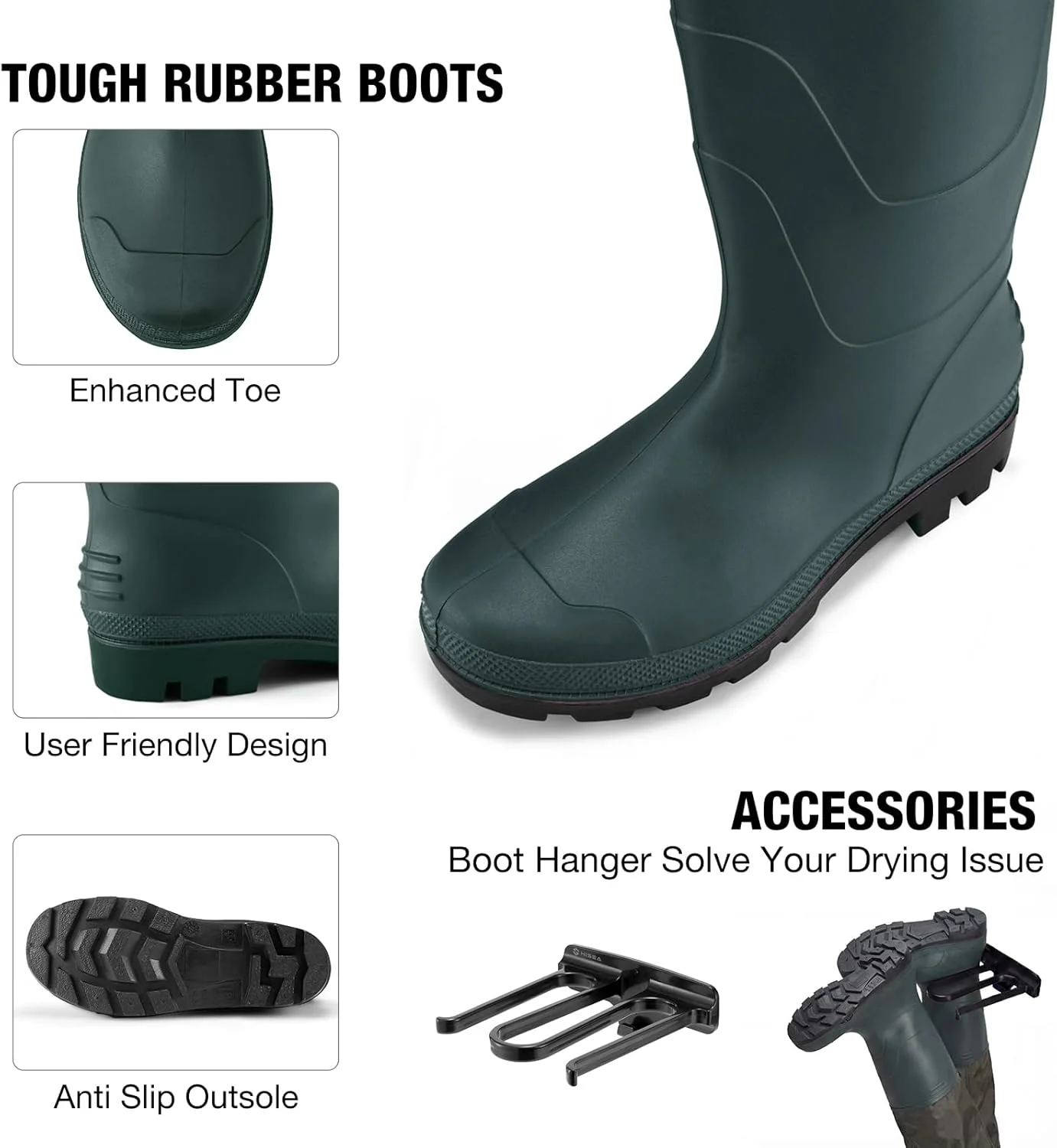 FISHINGSIR Waderbrown Waderwader Marrónbrown Wader angelstiefel Grün M07/W09, Grün M07/W09 - Image 3