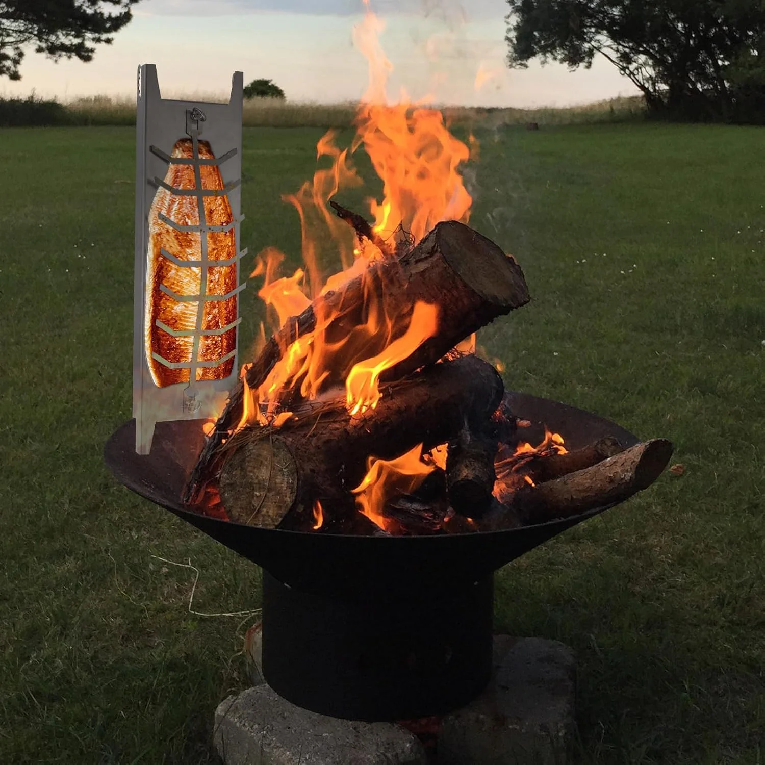 Flammlachsbrett Edelstahl, 180° Drehbar Flammlachsbretter, 5 Stufen Winkelsystem, Lachsbretter zum G - Image 8