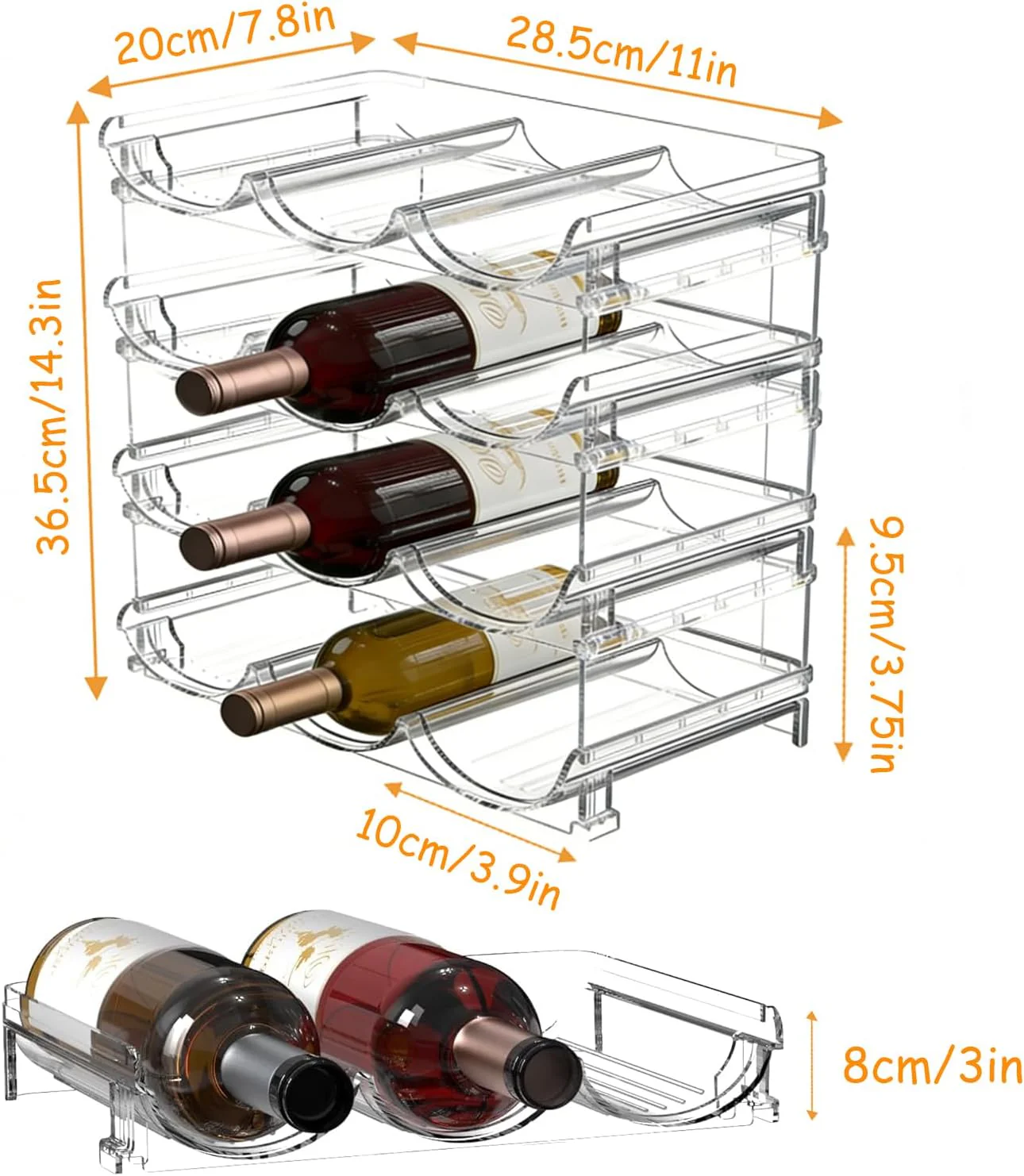 Flaschen Organizer mit 4 Ebenen, Flaschenregal für 12 Flaschen, Rutschfest Transparenter Flaschenhal - Image 2