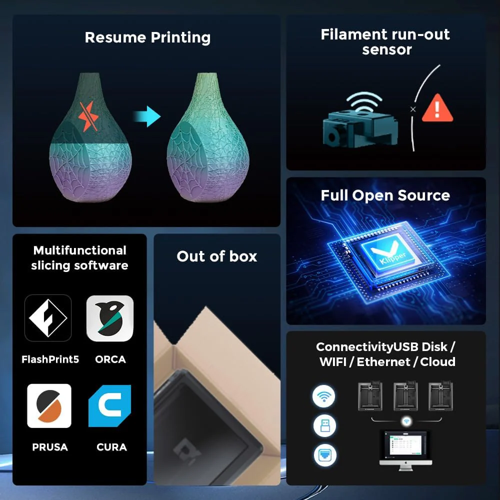 FLASHFORGE Adventurer 5M 3D-Drucker Bietet Eine Max Druckgeschwindigkeit Von 600 mm/s,Automatische N - Image 7