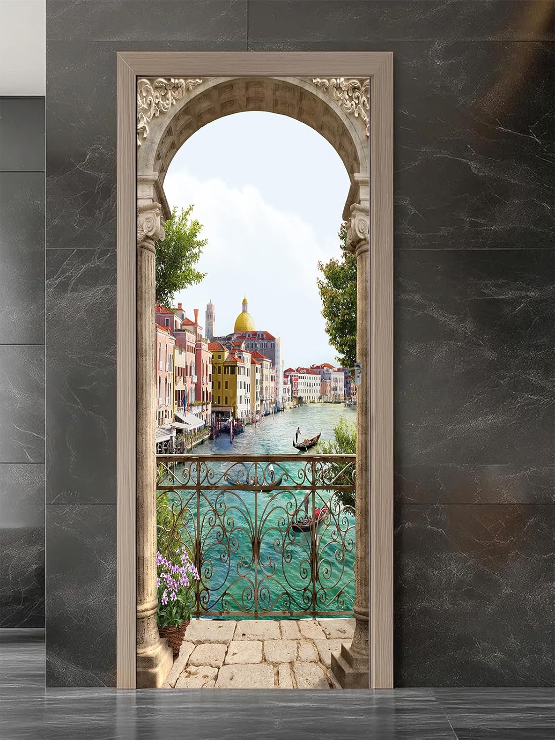 FLFK 3D Italien Flussseitenstadt Wohnzimmer Türtapete Wandbilder Selbstklebend Tür Poster Vinyl Entf - Image 7