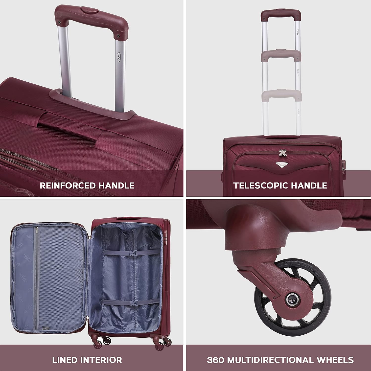 Flight Knight Lightweight 4 Wheel 800D Soft Case Suitcases Anti Crack Cabin & Hold Luggage Options A - Image 7