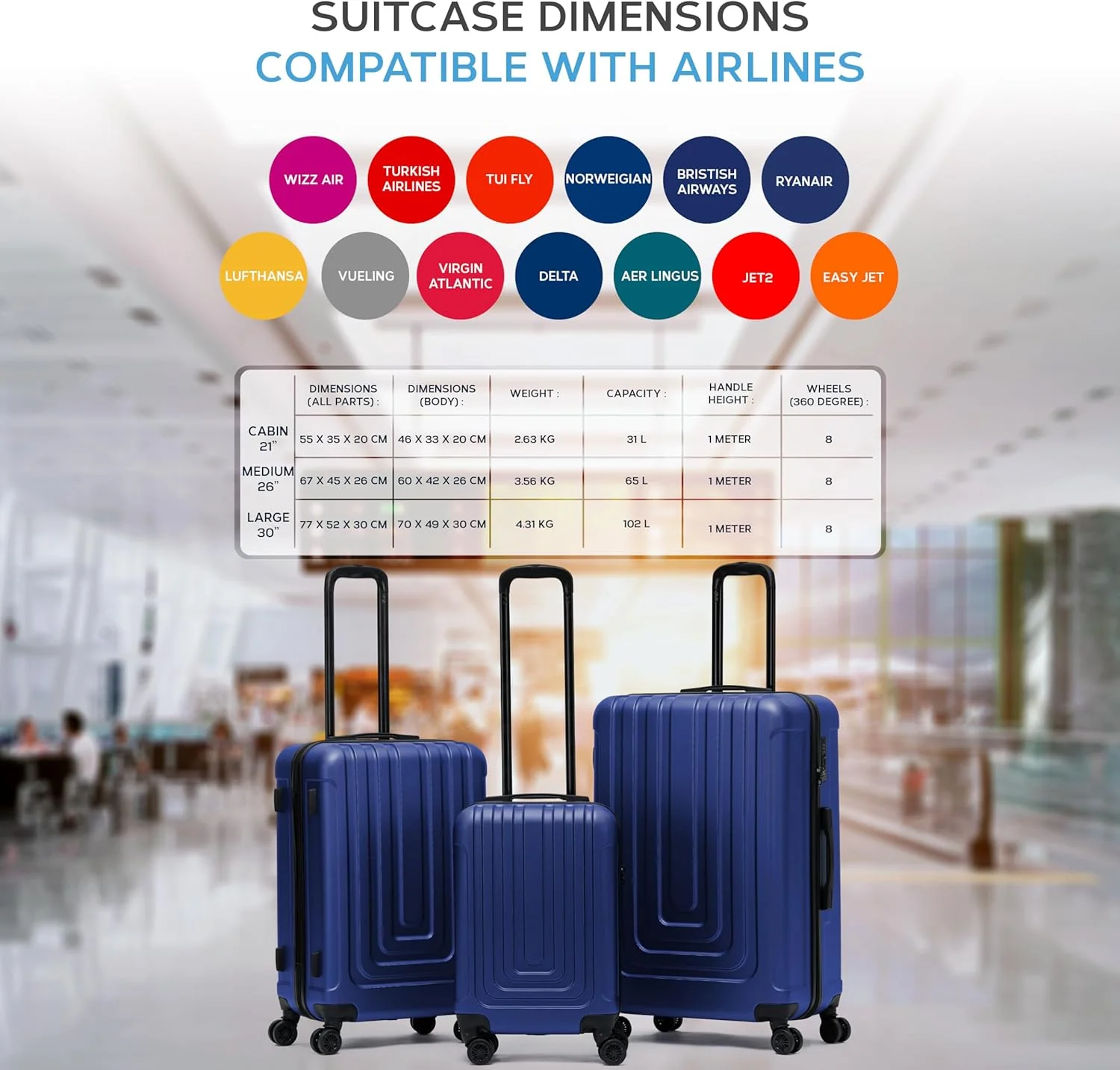 Flight Knight Premium Lightweight Suitcase - TSA-Schloss Mit USB-Anschluss - 8 Spinner-Rader - ABS-H - Image 3