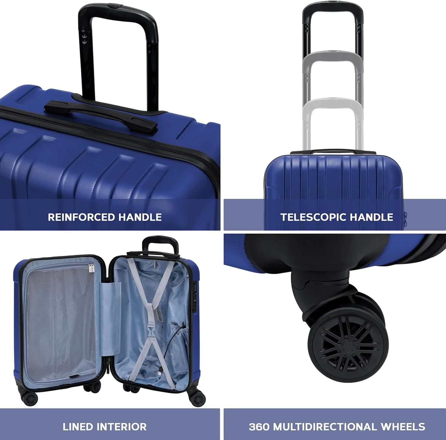 Flight Knight Premium Lightweight Suitcase - TSA-Schloss Mit USB-Anschluss - 8 Spinner-Rader - ABS-H - Image 7