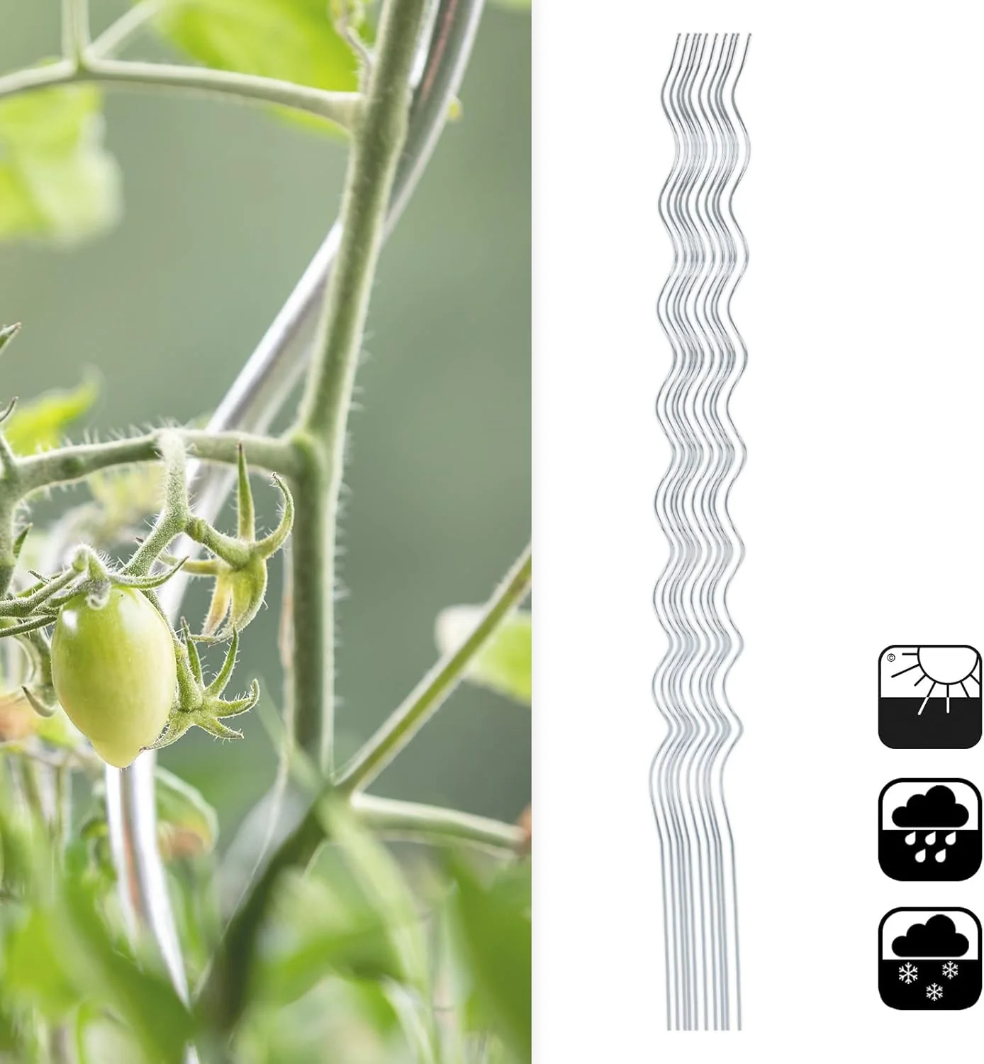 Floordirekt Tomatenspiralstäbe inkl. Zubehör Set - 180 cm Länge - 10 Stück - Tomatenstab - Spiralsta - Image 3