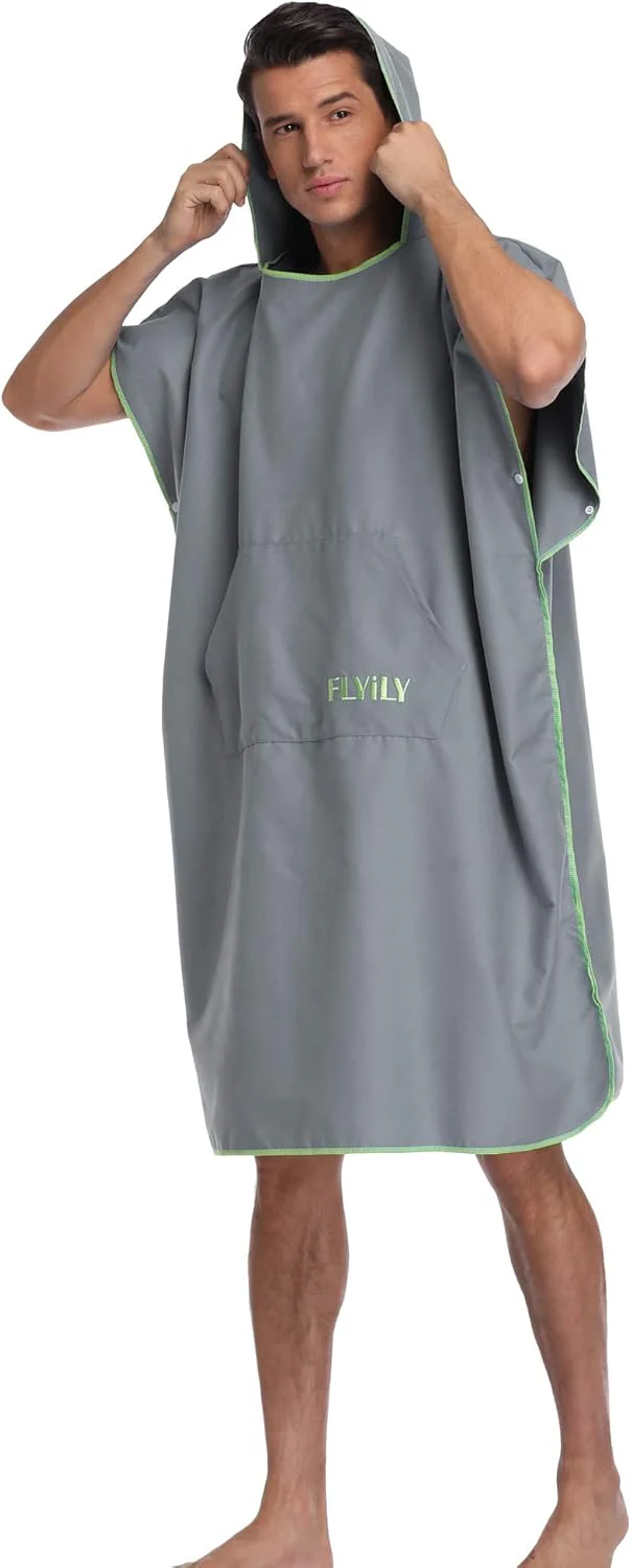 FLYILY Microfaser Surf Poncho Handtuch mit Kapuze Bademantel zum Schwimmen und Strand wechseln Einhe - Image 5