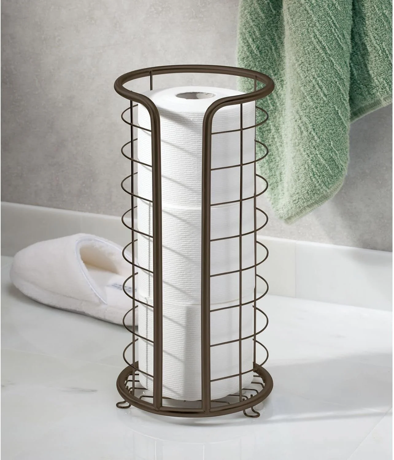 Freistehender Toilettenpapierrollenhalter zur Aufbewahrung im Badezimmer Bronze, Bronze - Image 6