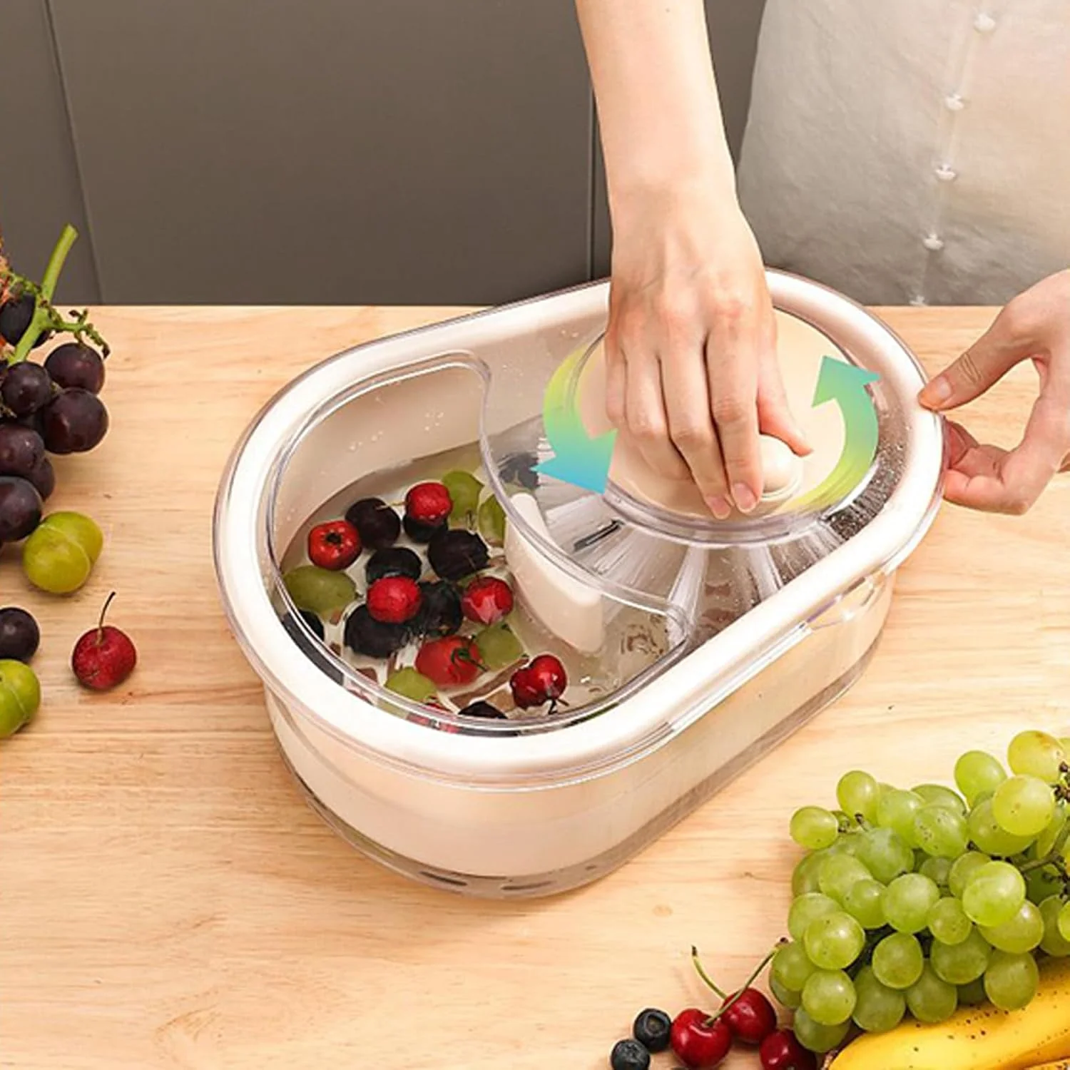 Fruit Washer Spinner, Salad Washer Spinners Fruit Cleaner, Kitchen Food Prep Tool, Labour-Saving Gad - Image 3