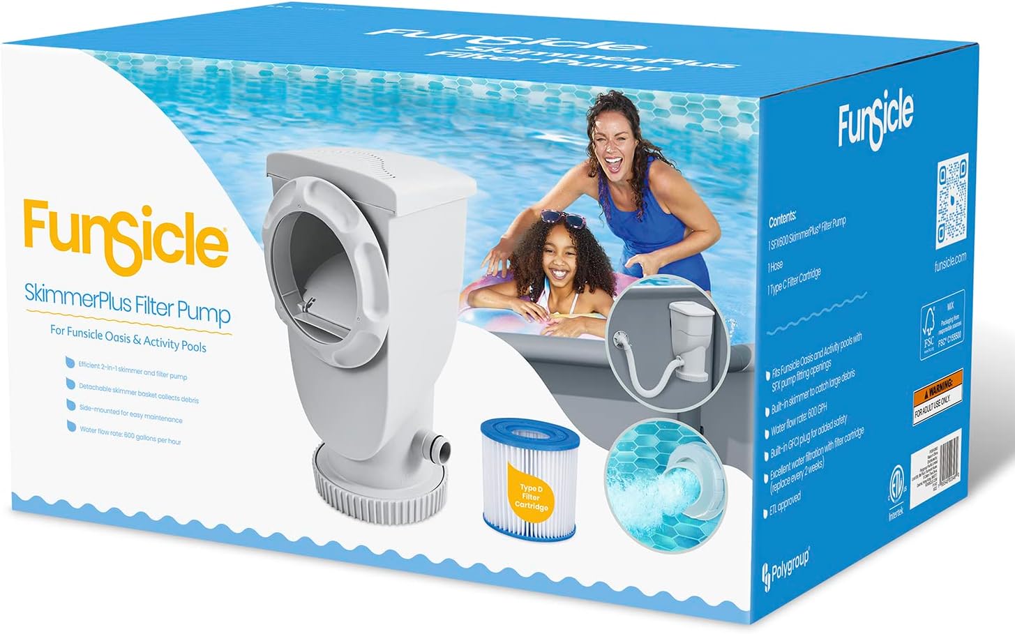 Funsicle P53FX0600 SkimmerPlus Filterpumpe, weiss 180 Liter, 180 Liter - Image 5
