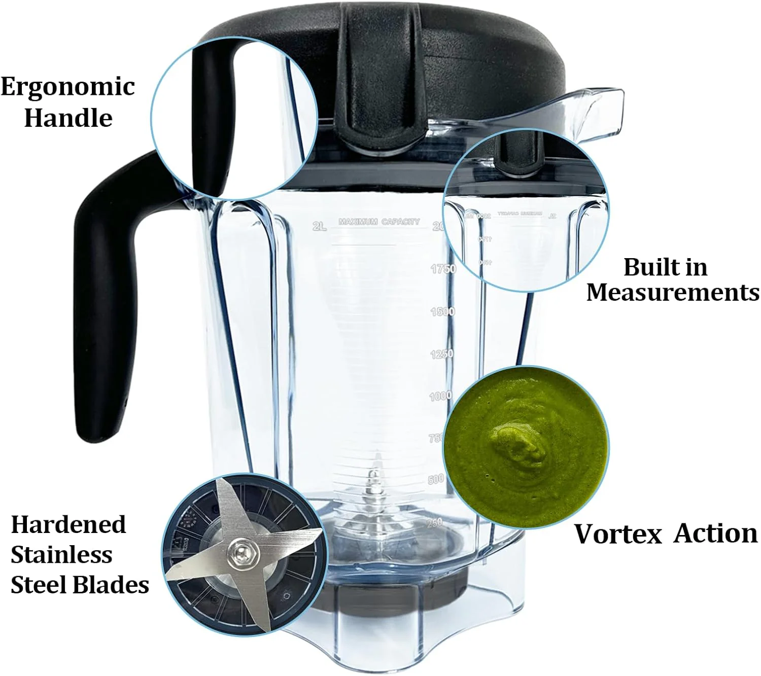 Für Mixbehälter 64 oz Low-Profile, kompatibel mit Vitamix 750, 5300, 5200, 7500, 6300, Vm0102, Vm010 - Image 3