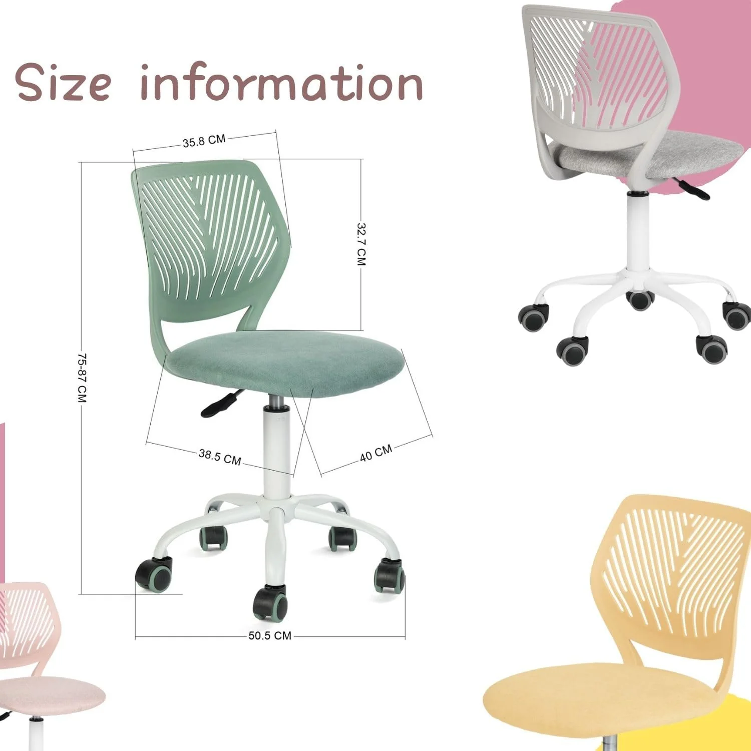 FurnitureR Home Office Stuhl, ergonomischer höhenverstellbarer Drehstuhl mit Rollen, moderner Comput - Image 3