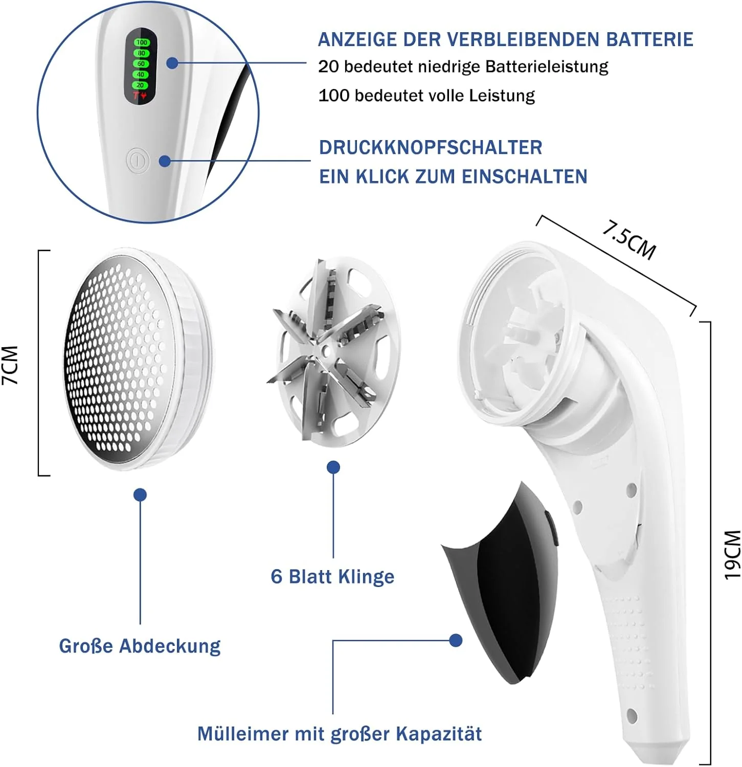 Fusselrasierer Elektrisch, fusselrasierer mit LED-Anzeigen USB-Ladung, Elektrisches Fusselentferner, - Image 5