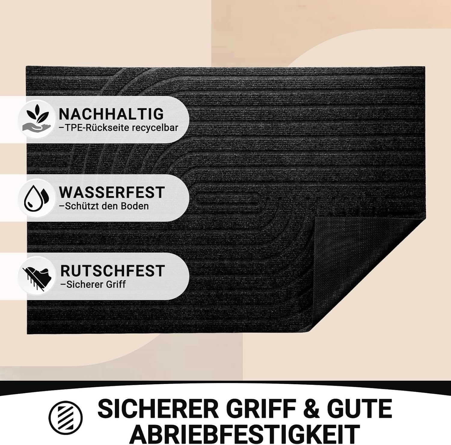 Fussmatte 40x60cm, rutschfeste Maschinenwaschbare Schmutzfangmatte, Teppich Wohnzimmer Innen und Aus - Image 6