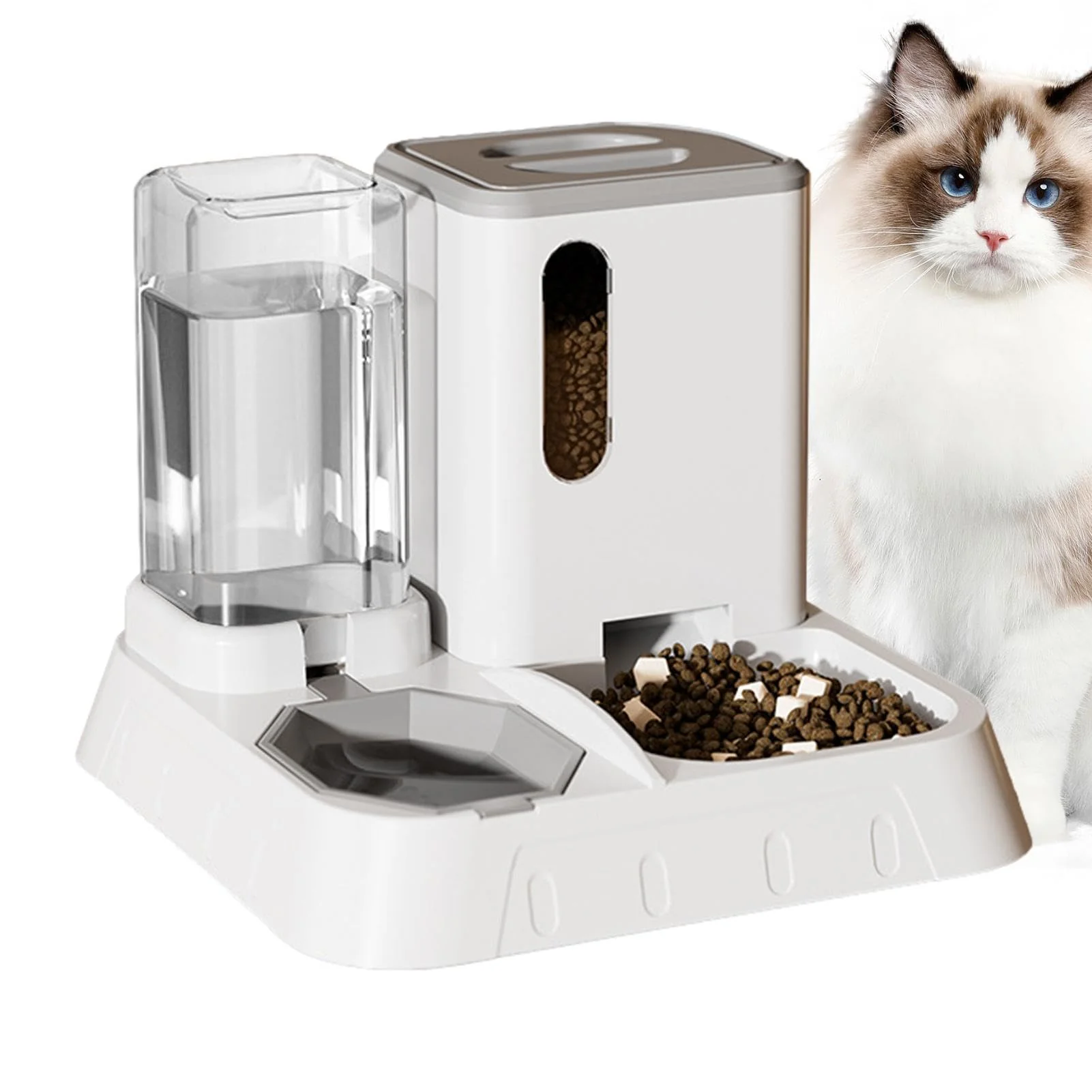 Futter- Und Wasserspender Für Katzen, Automatischer Futterautomaten Für Katzen & Kleine Hunde, 2 In