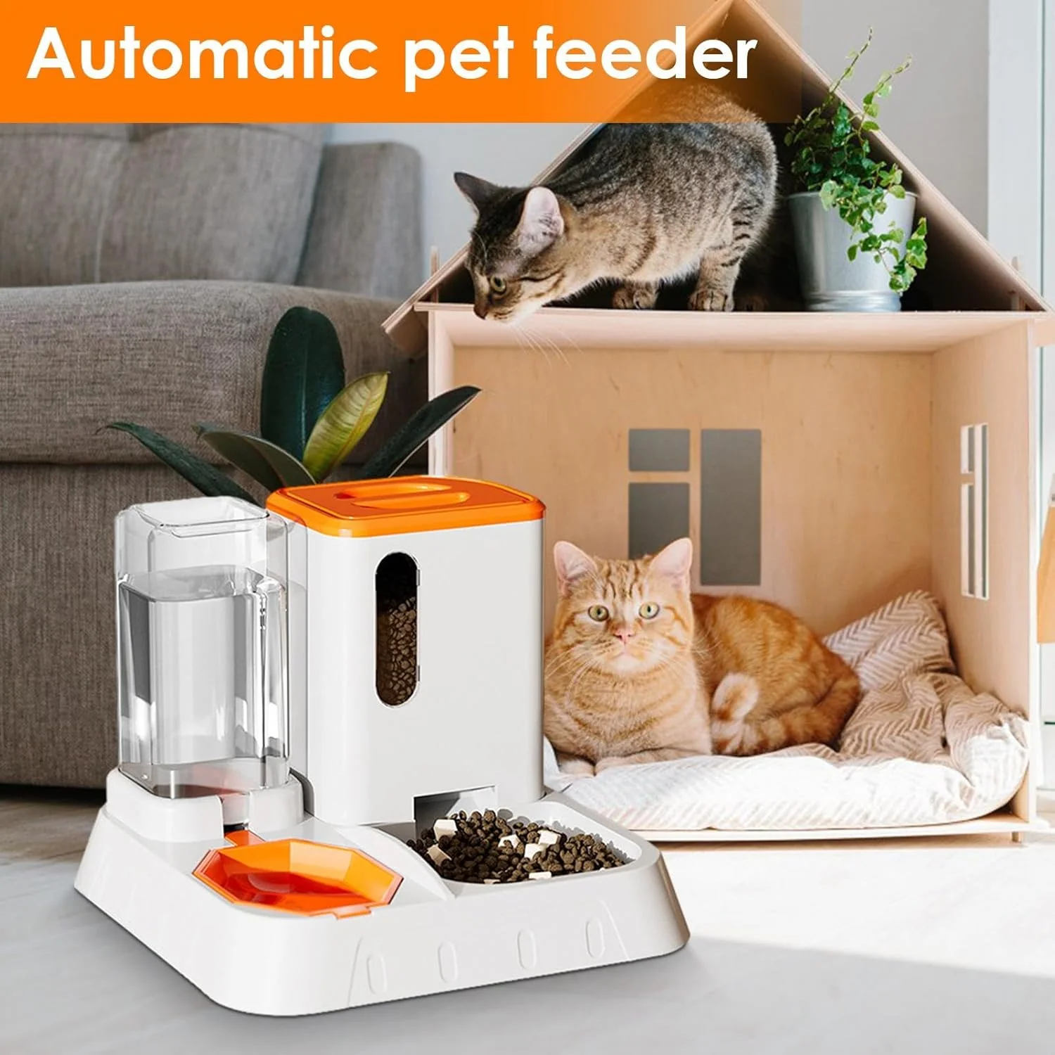 Futter- Und Wasserspender Für Katzen, Automatischer Futterautomaten Für Katzen & Kleine Hunde, 2 In - Image 3