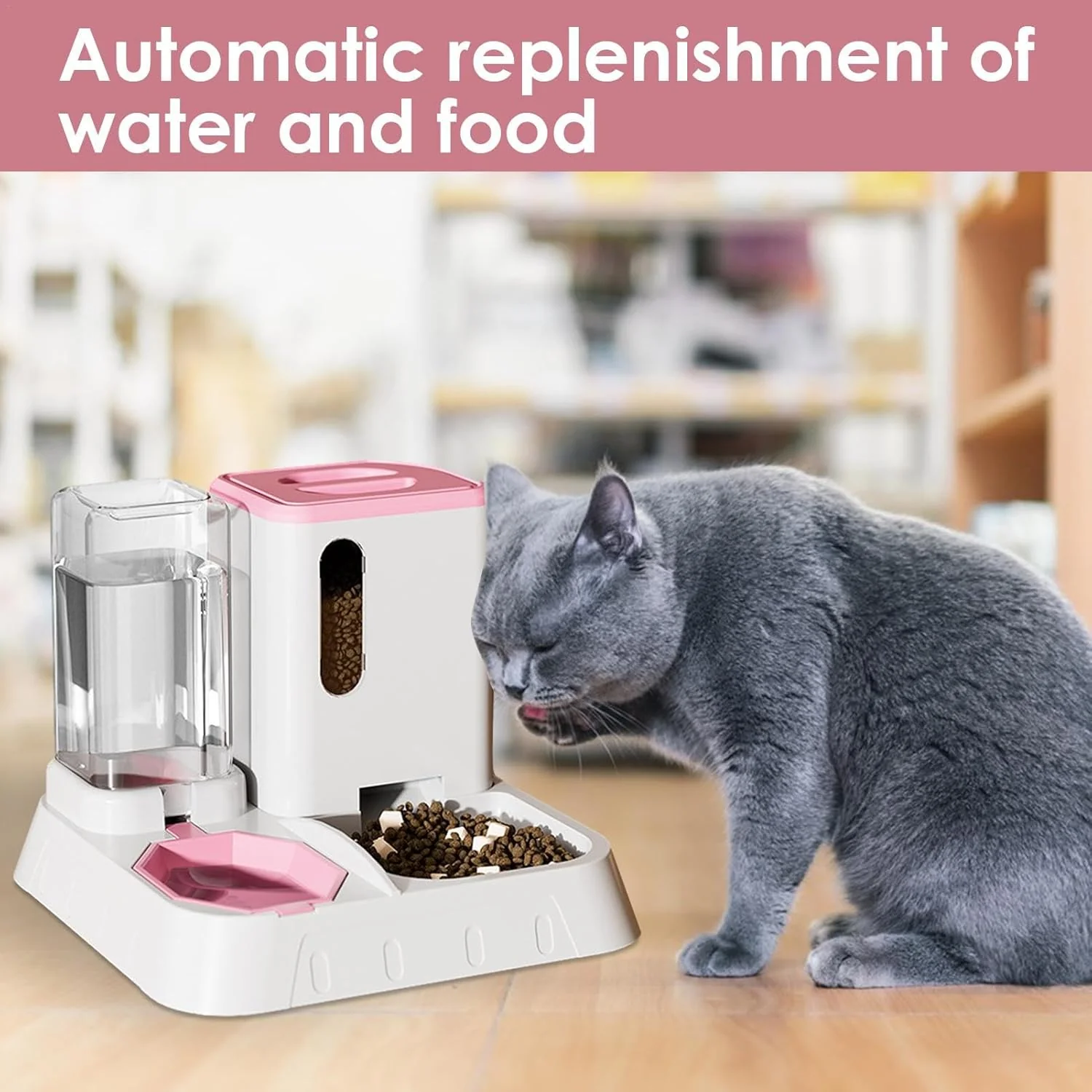Futter- Und Wasserspender Für Katzen, Automatischer Futterautomaten Für Katzen & Kleine Hunde, 2 In - Image 3