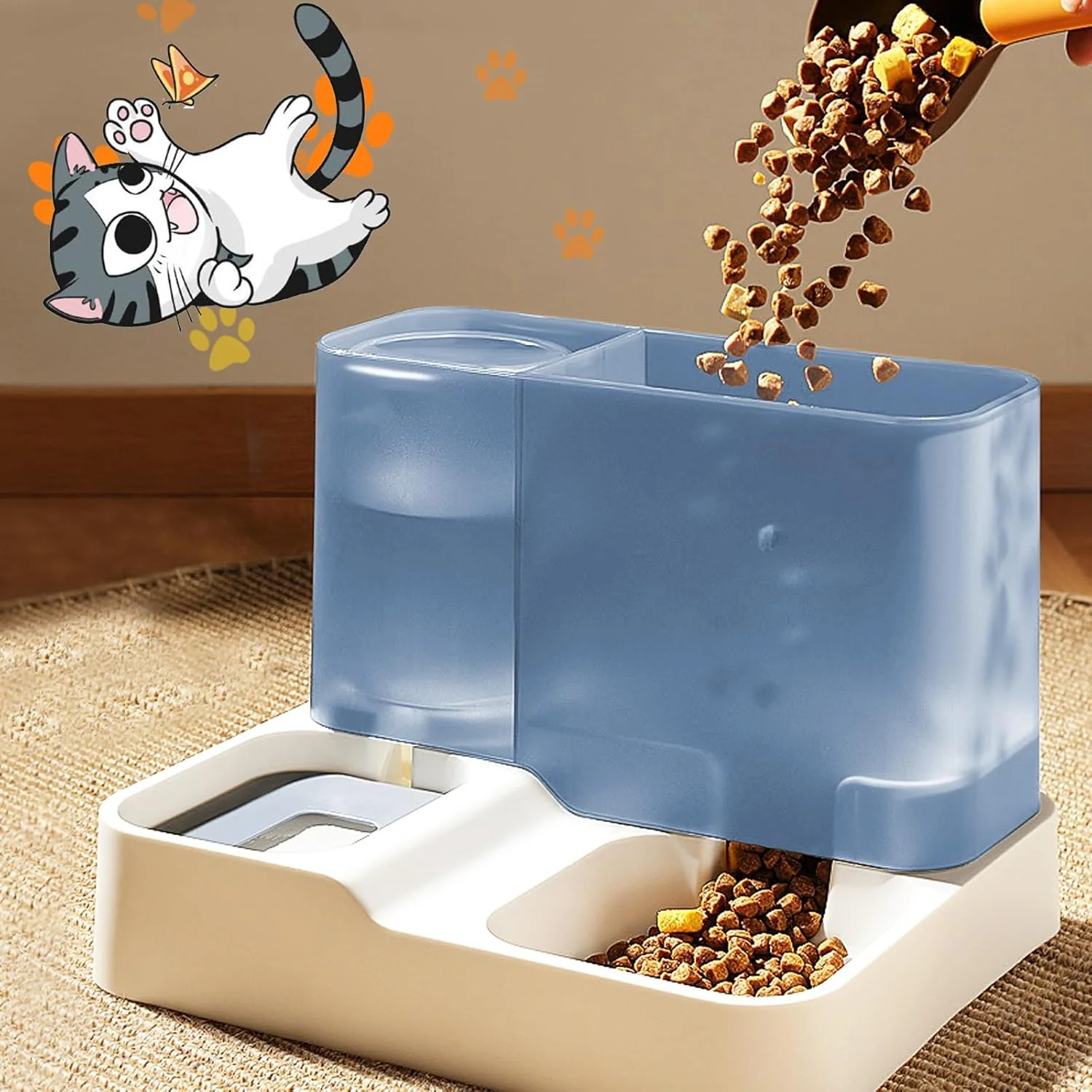 Futterautomat Katze Set, 3.8L 2-in-1 Automatischer Gravity Katzen Hund futterautomaten Wasserspender - Image 4