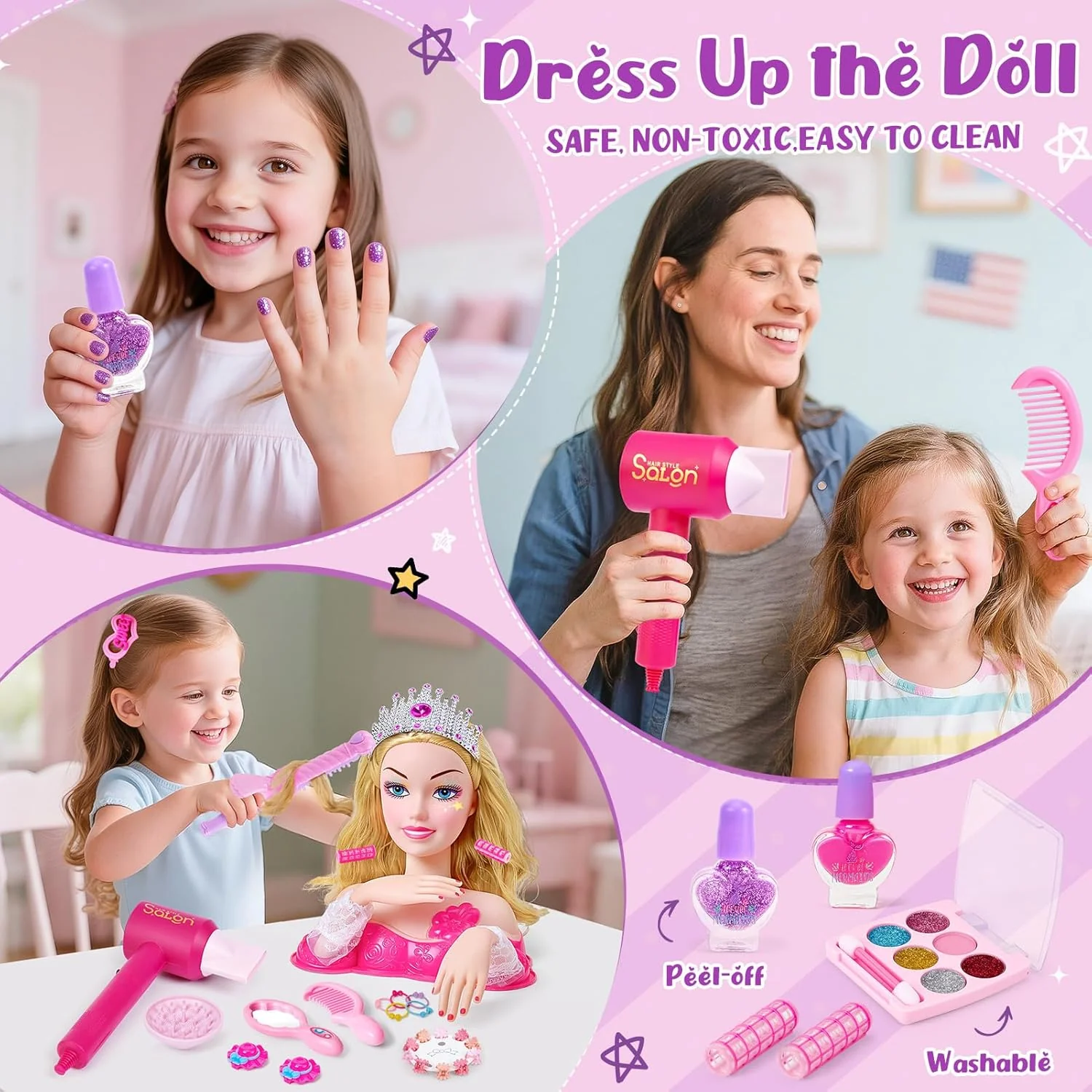 G.C Schminkpuppe Frisierkopf für Kinder Mädchen Spielzeug mit Schminkkopf Haartrockner Nagellack Kin - Image 5