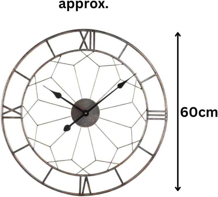 Garden Mile 60 cm römische Ziffern, Skelton-Uhr, für drinnen und draussen, grosse runde Wanduhr, Gar - Image 3