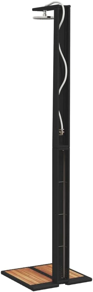 Gartendusche Schwarz 50x55x224 cm Poly Rattan und Akazienholz, Dusche Für Garten, Outdoor Shower, Ga - Image 7
