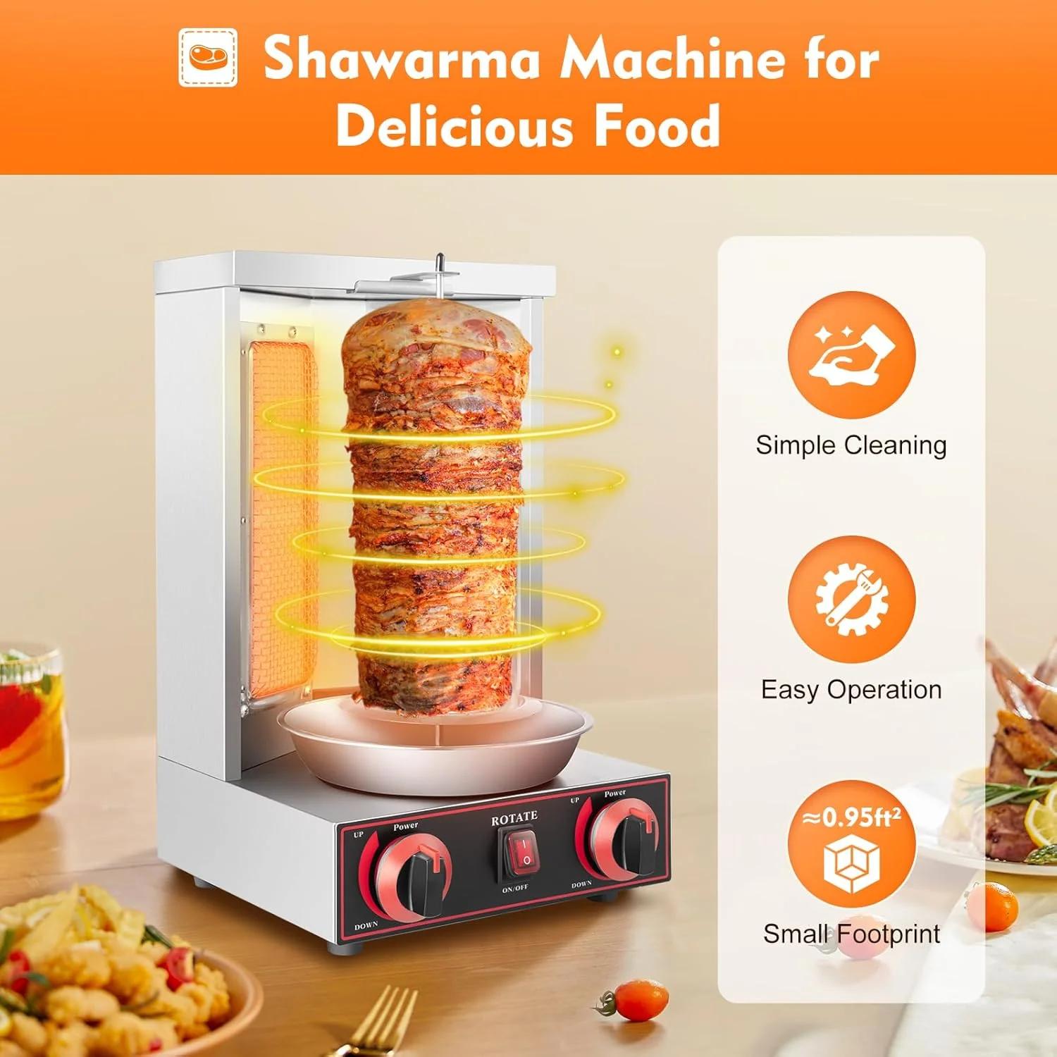 Gas Döner Kebab Maschine Grillmaschine 360° Drehbar Vertikalgrill Gas Kebab Machine Vertikale Broile - Image 2