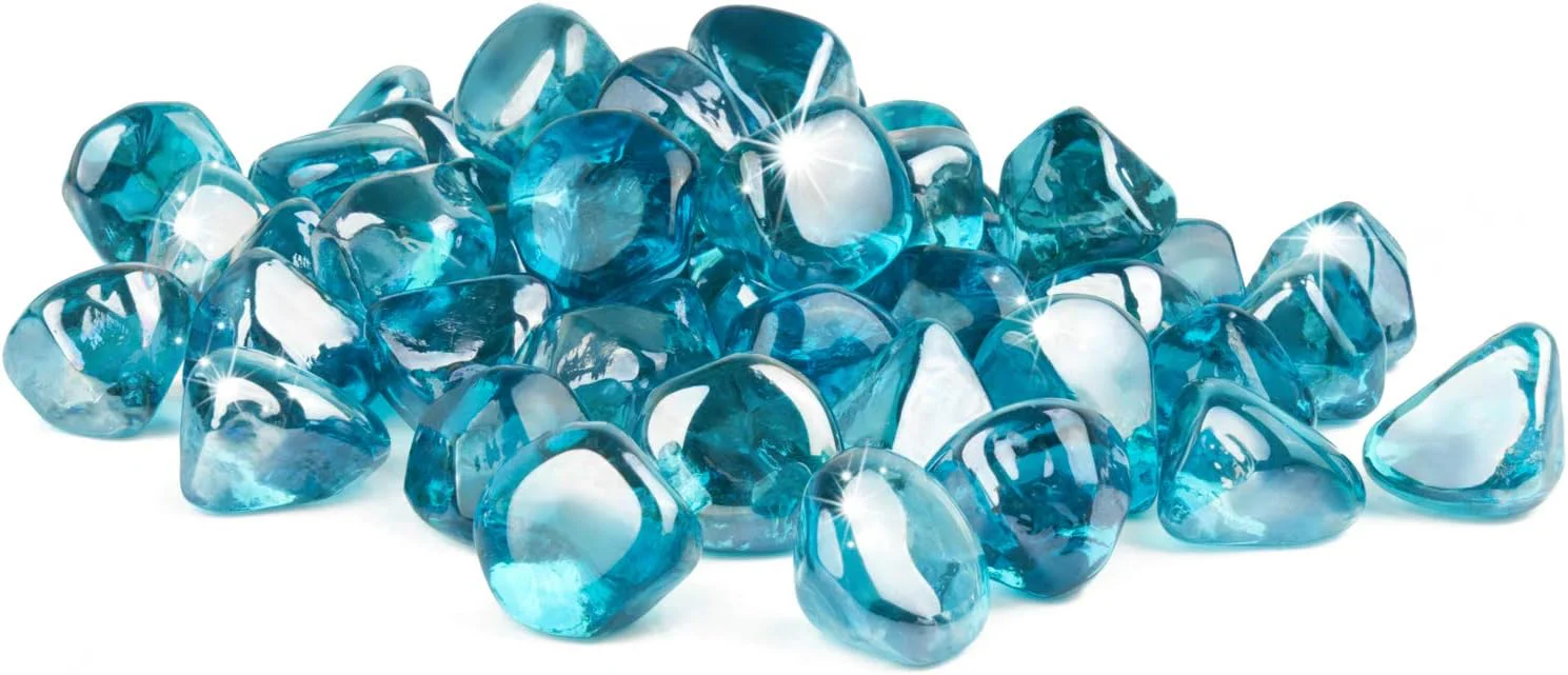 GASPRO Feuerglas-Diamanten, 9 kg, 2,5 cm, Glassteine für Gaskamin und Feuerstelle, Karibikblau, Hoch - Image 7