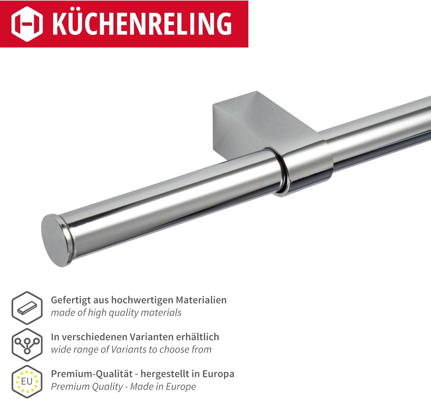 Gedotec Design Küchenreling Wand-Relingsystem Küche | Edelstahl-Optik | Reling-Set Länge: 1200 mm | - Image 2