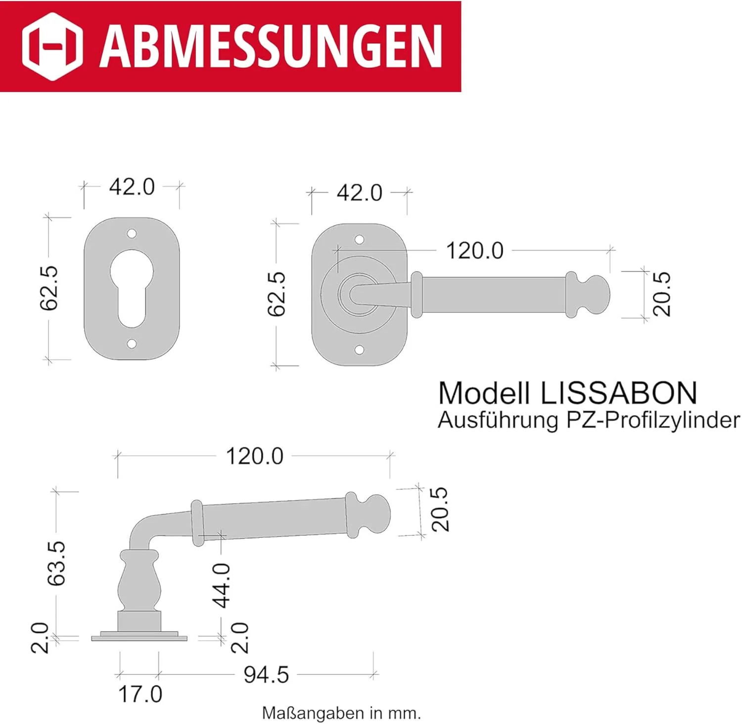 GedoTec Türklinke Schmiedeeisen Türbeschlag Antik schwarz Türgriff Zimmertür auf Rosette - Lisabon | - Image 2