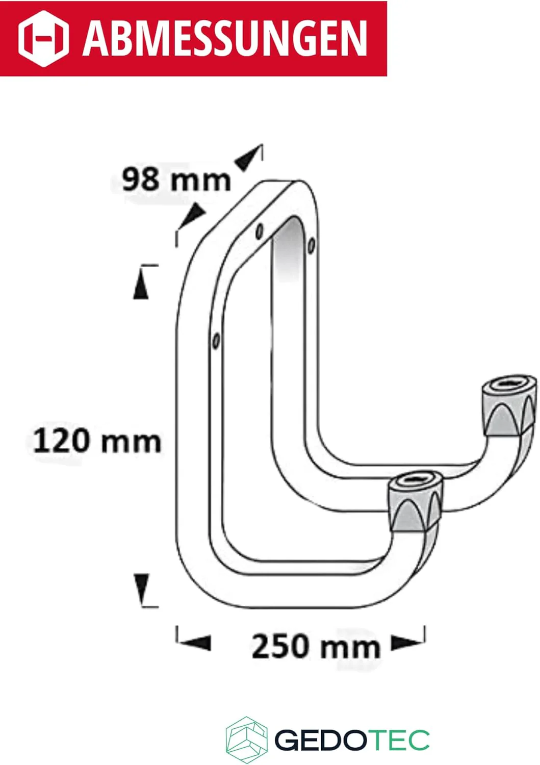 Gedotec Wandhalterung - Wandhaken zum Schrauben Stahl verzinkt | DUO | 6 Stück Gerätehaken Länge: 25 - Image 6