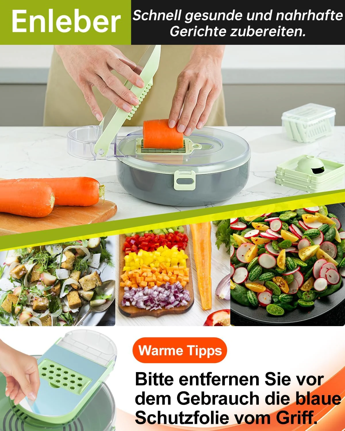 Gemüseschneider,Gemüsehobel ideal als Pommesschneider & Kartoffelschneider,Zwiebelschneider Gurkenho - Image 5