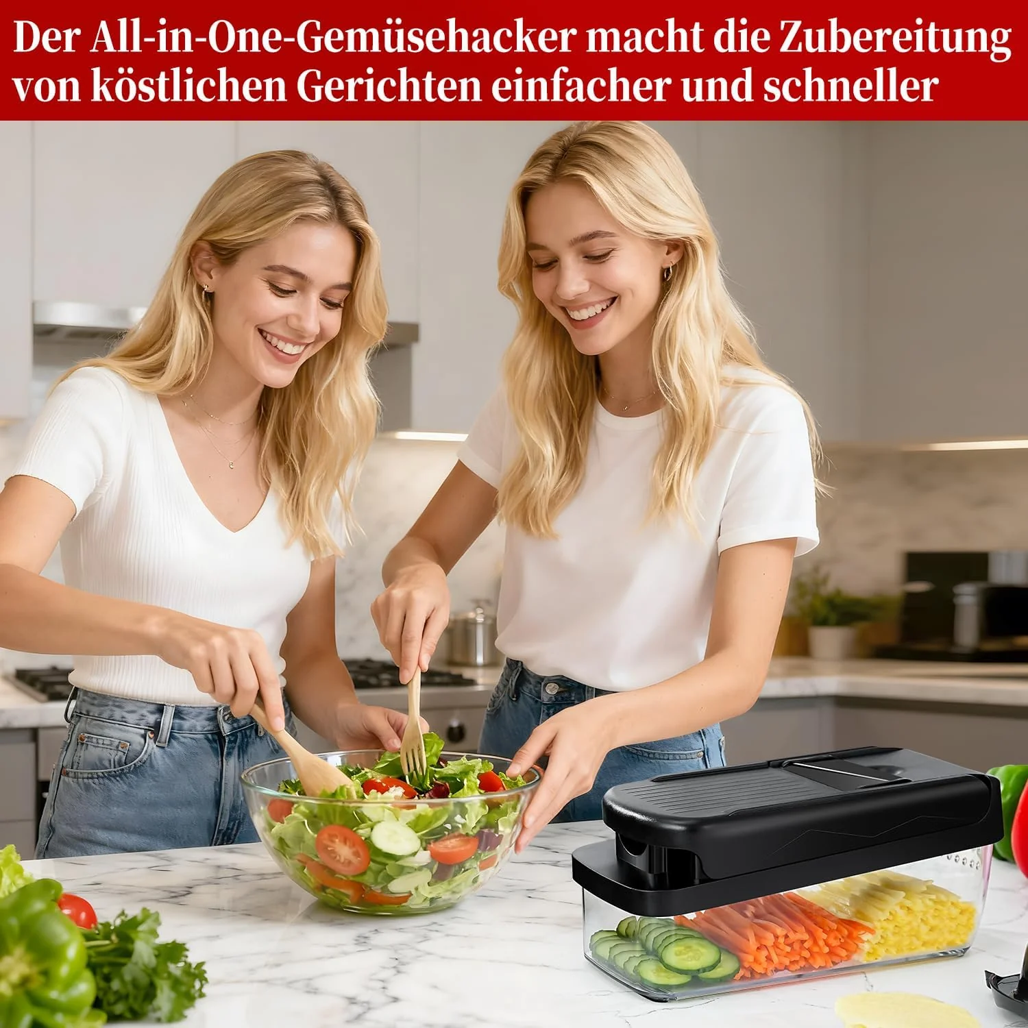Gemüseschneider, Gemüsehobel Mandoline Gemüsehobel Salatschneider Gurkenhobel Multi Zerkleinerer, Ka - Image 6