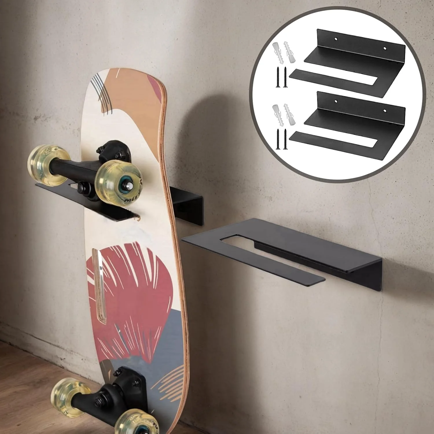 Generisch 2er-Pack Skateboard-Wandhalterung, Metall-Snowboard-Aufbewahrungshaken, Vertikaler Longboa - Image 8