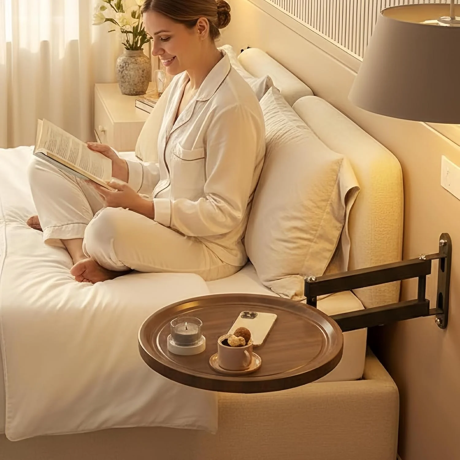 Generisch Klappbarer Wandtablett - Wandmontiertes Ausziehbares Bett Tablett | Schwebe Tisch Für Sofa - Image 2