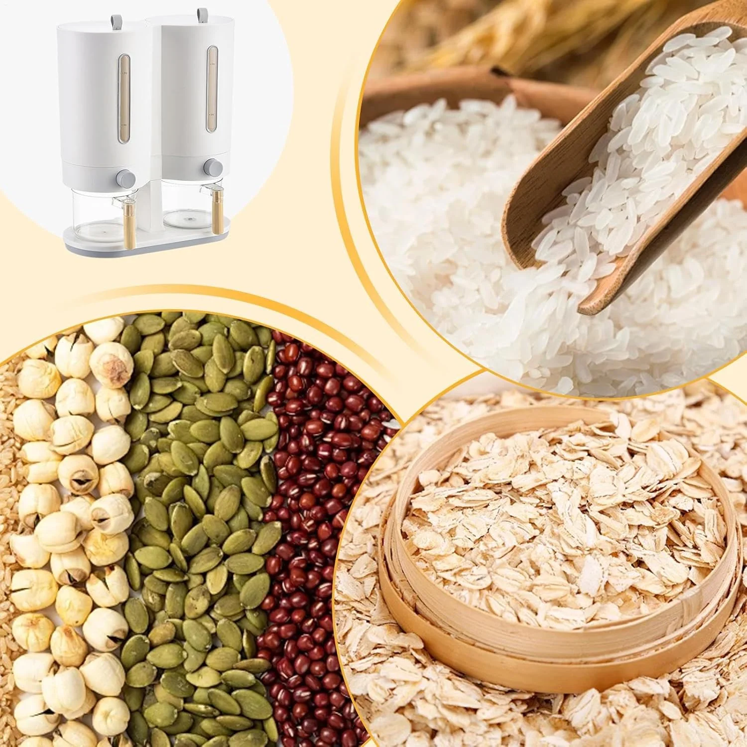 Generisch Reisspender - 5 Kilogramm Druckspender Mit Deckel | Doppelkammer Küchen Cereal Spender,Für - Image 4