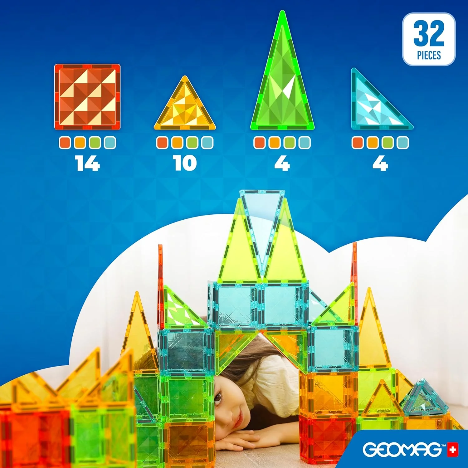 Geomag Magnetic Tiles Gems 32 Gemme Fliesen 32, Gemme Fliesen 32 - Image 3