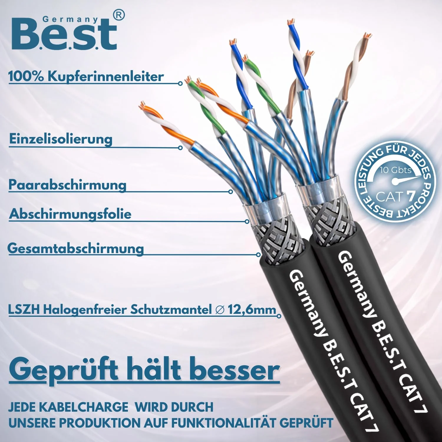 Germany B.e.s.t CAT 7 250M Duplex Erdkabel Netzwerkkabel Outdoorkabel LAN Kabel Ethernetkabel S/FTP - Image 2