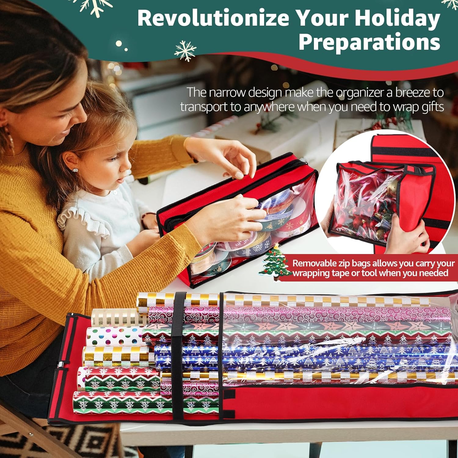 Geschenkpapier-Organizer, doppelseitig, zum Aufhängen, Geschenkpapierrollenhalter für Weihnachten, 1 - Image 6