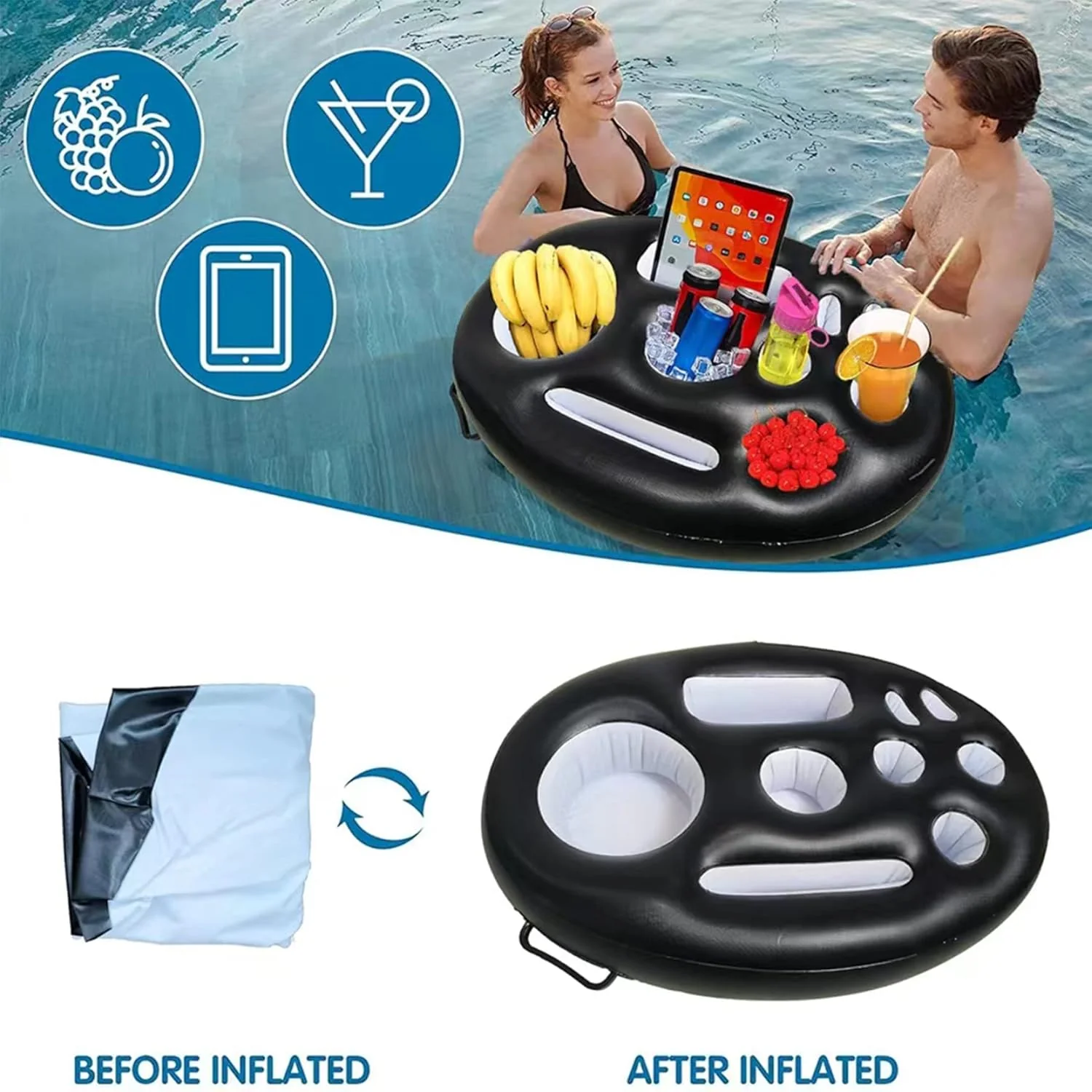 Getränkehalter Pool PVC Aufblasbares Tablett Wasserversorgung Aufblasbarer Getränkebecherhalter Pool - Image 2